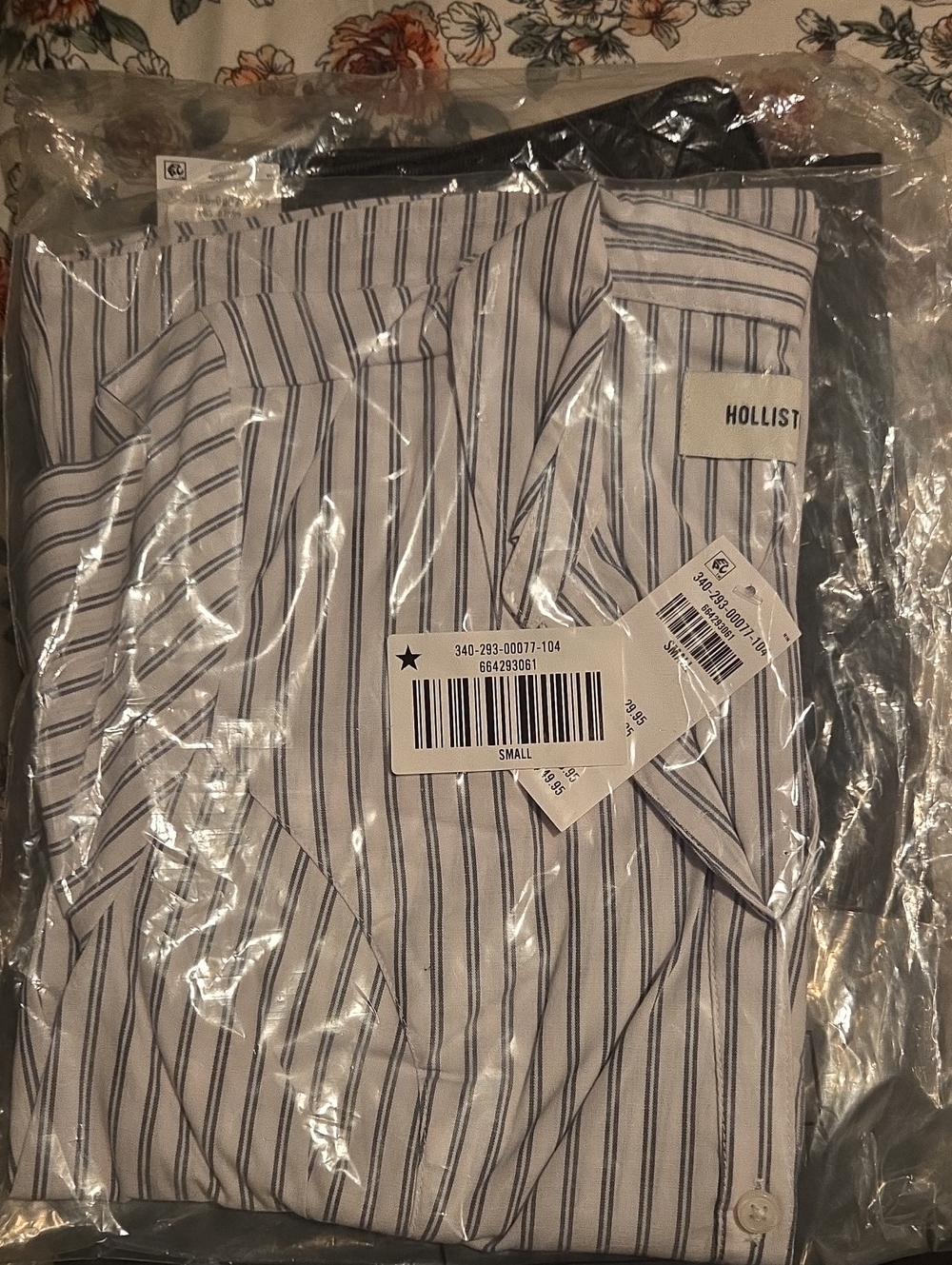 Hollister White Button-Down Shirt with Blue Pinstripes